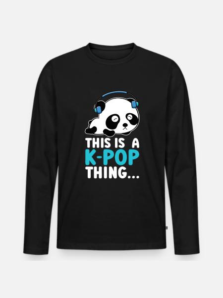 K-Pop Panda - Men's Premium Organic Long Sleeve Shirt - black