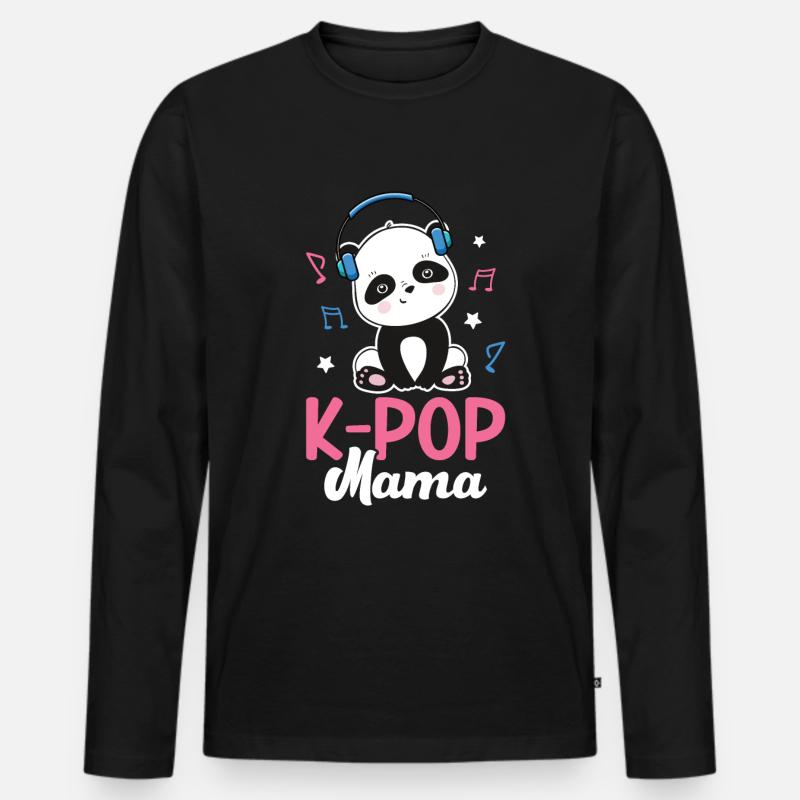 K-Pop Panda - Männer Premium Bio Langarmshirt - Schwarz