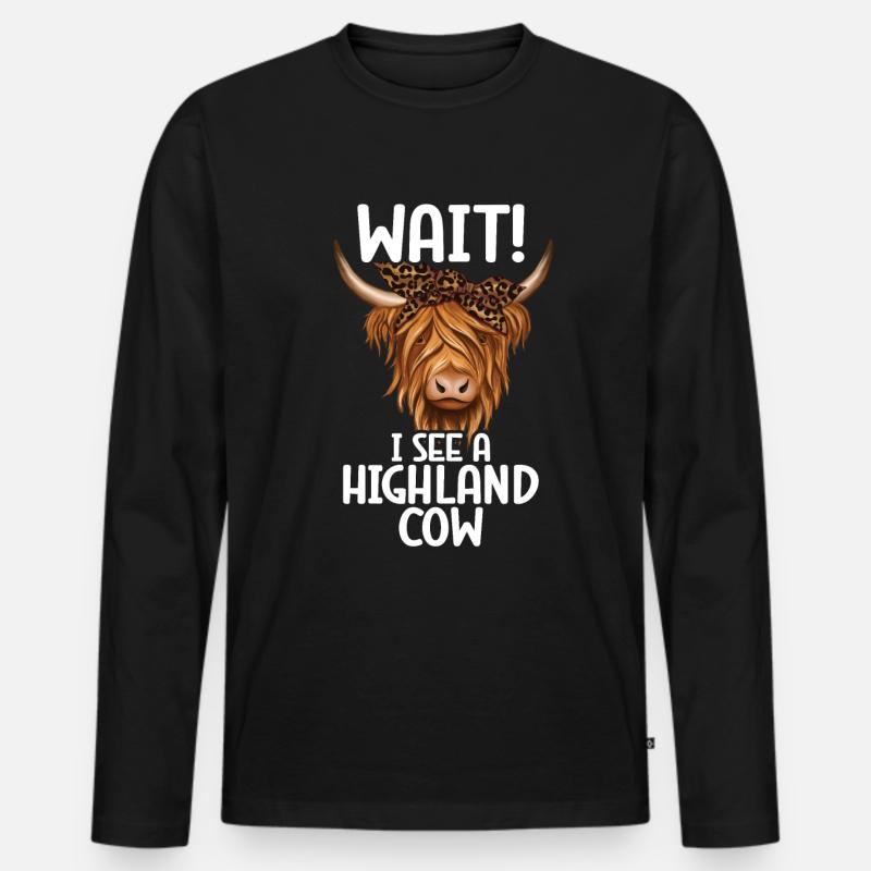 Hochlandkuh - Männer Premium Bio Langarmshirt - Schwarz
