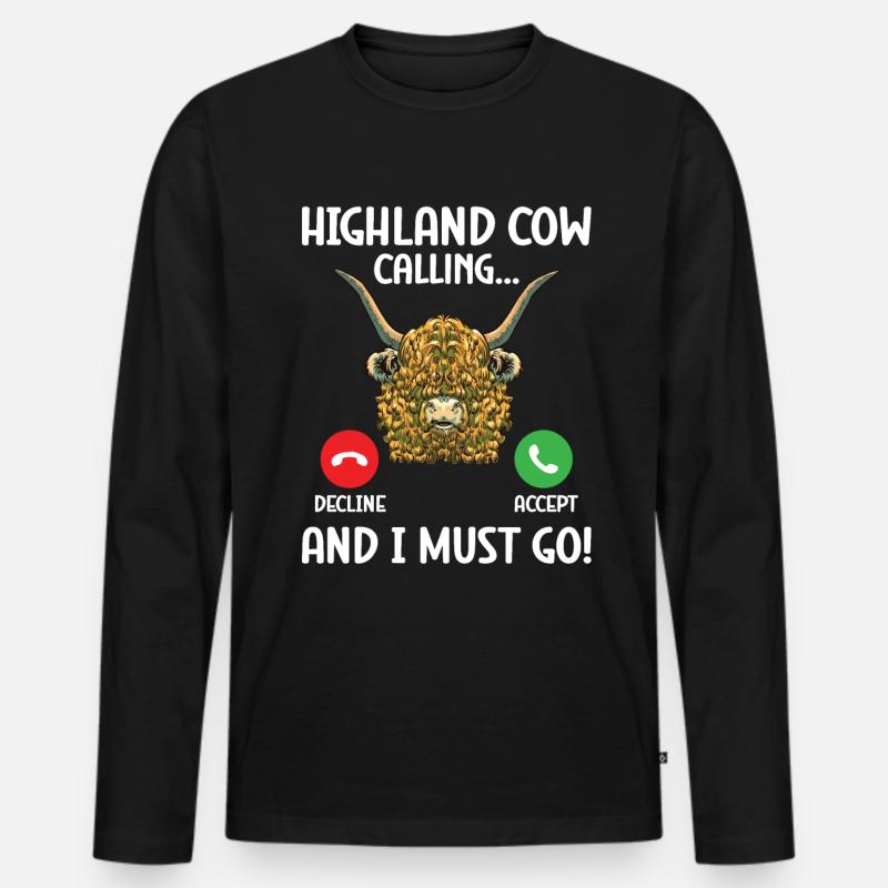 Hochlandkuh - Männer Premium Bio Langarmshirt - Schwarz