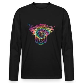 Vache des Highlands - T-shirt manches longues Premium bio Homme - noir - Devant - Nico (187cm)