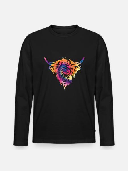 Highland cow - Men's Premium Organic Long Sleeve Shirt - black