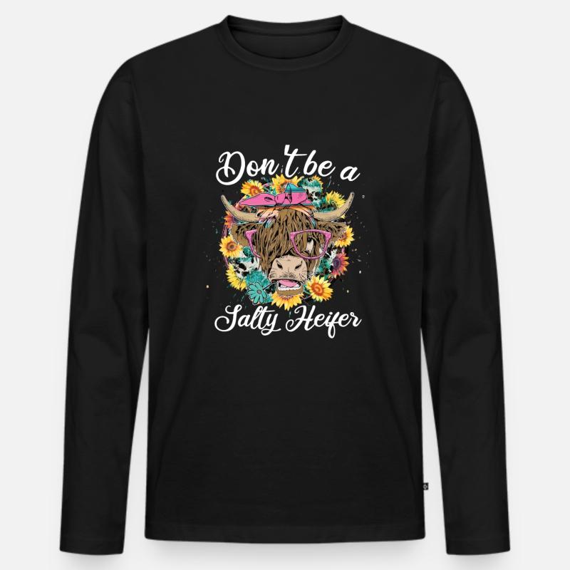 Hochlandkuh - Männer Premium Bio Langarmshirt - Schwarz