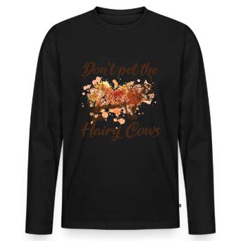 Highland cow - Men's Premium Organic Long Sleeve Shirt - black - Front - Nico (187cm)