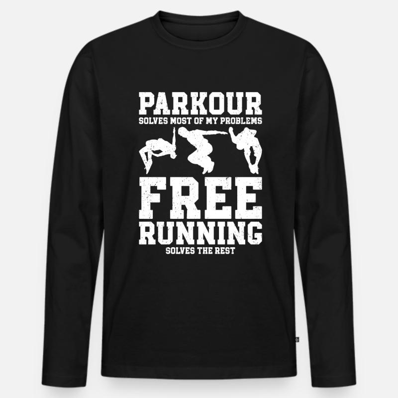 Parkour - Männer Premium Bio Langarmshirt - Schwarz