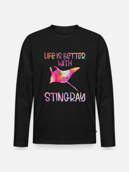 Stingray - Men's Premium Organic Long Sleeve Shirt - black