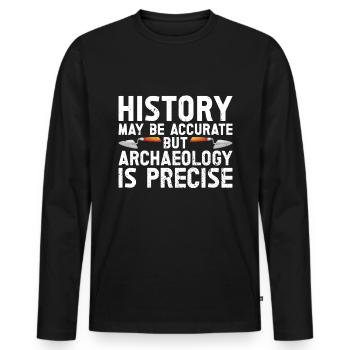 Archaeology - Men's Premium Organic Long Sleeve Shirt - black - Front - Nico (187cm)