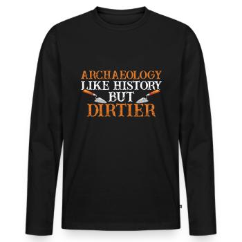 Archaeology - Men's Premium Organic Long Sleeve Shirt - black - Front - Nico (187cm)
