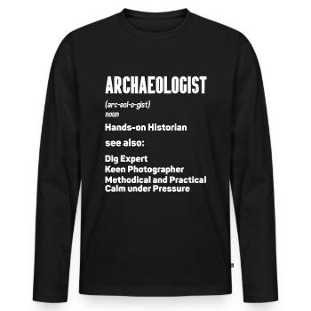 Archaeology - Men's Premium Organic Long Sleeve Shirt - black - Front - Nico (187cm)