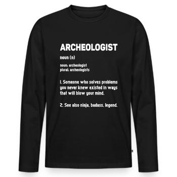 Archaeology - Men's Premium Organic Long Sleeve Shirt - black - Front - Nico (187cm)