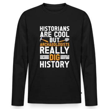 Archaeology - Men's Premium Organic Long Sleeve Shirt - black - Front - Nico (187cm)