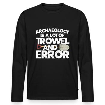 Archaeology - Men's Premium Organic Long Sleeve Shirt - black - Front - Nico (187cm)