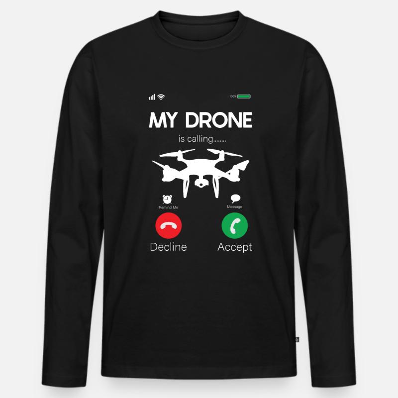 Drohne - Männer Premium Bio Langarmshirt - Schwarz