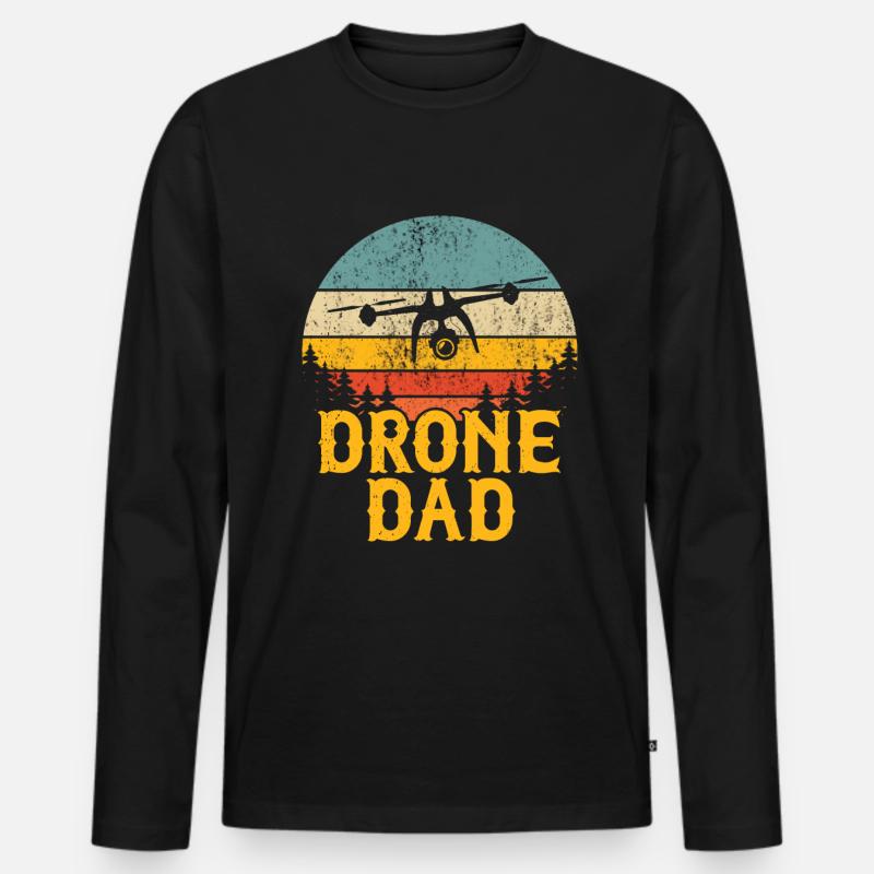 Drohne - Männer Premium Bio Langarmshirt - Schwarz