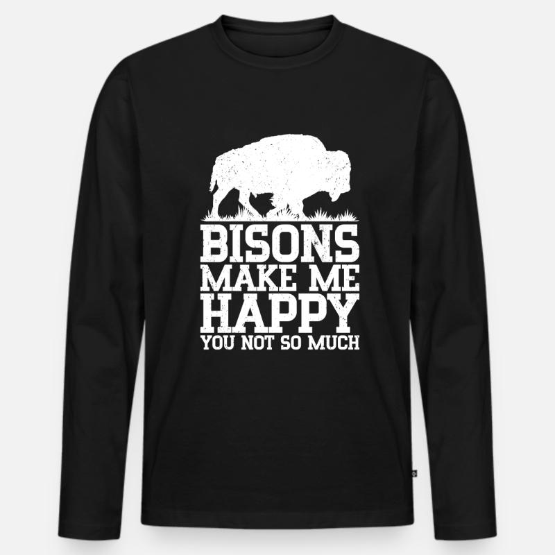 Bison - Männer Premium Bio Langarmshirt - Schwarz