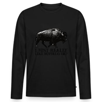 Bison - Men's Premium Organic Long Sleeve Shirt - black - Front - Nico (187cm)