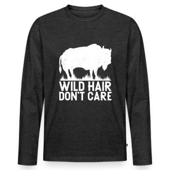 Bison - Men's Premium Organic Long Sleeve Shirt - heather anthracite - Front - Nico (187cm)