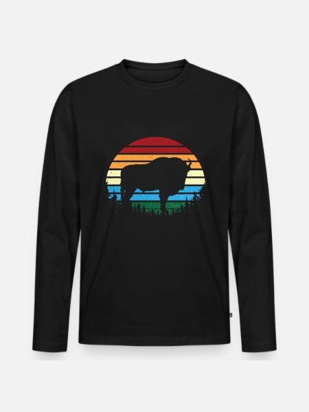 Bison - Men's Premium Organic Long Sleeve Shirt - black