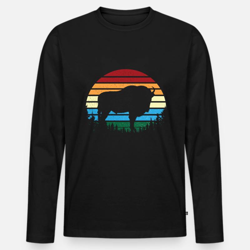 Bison - Männer Premium Bio Langarmshirt - Schwarz