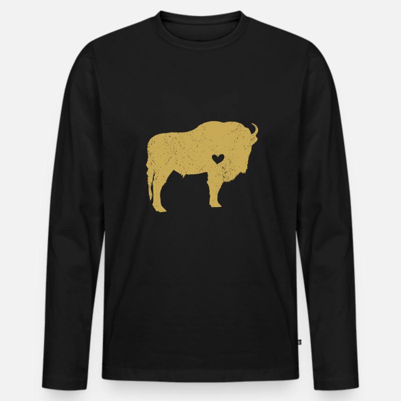 Bison - Männer Premium Bio Langarmshirt - Schwarz