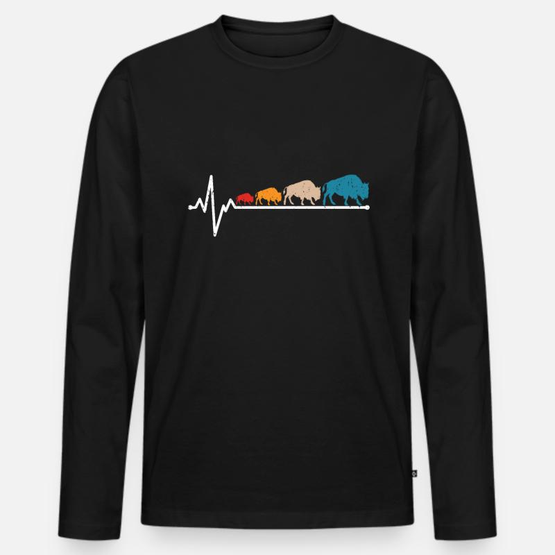 Bison - Männer Premium Bio Langarmshirt - Schwarz