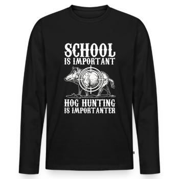 Pig Hunting Hunter Pig Hunting - Men's Premium Organic Long Sleeve Shirt - black - Front - Nico (187cm)