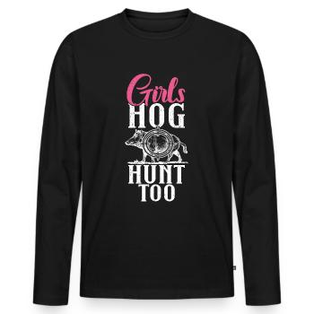 Chasse au cochon Chasseur Chasse au cochon - T-shirt manches longues Premium bio Homme - noir - Devant - Nico (187cm)