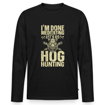 Pig Hunting Hunter Pig Hunting - Men's Premium Organic Long Sleeve Shirt - black - Front - Nico (187cm)