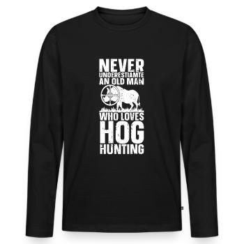 Chasse au cochon Chasseur Chasse au cochon - T-shirt manches longues Premium bio Homme - noir - Devant - Nico (187cm)
