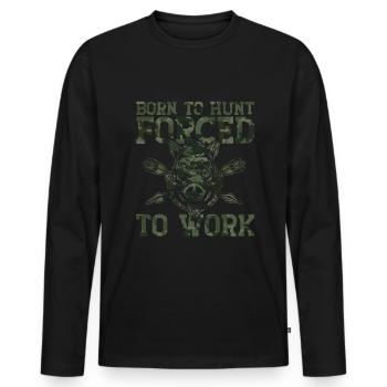 Pig Hunting Hunter Pig Hunting - Men's Premium Organic Long Sleeve Shirt - black - Front - Nico (187cm)