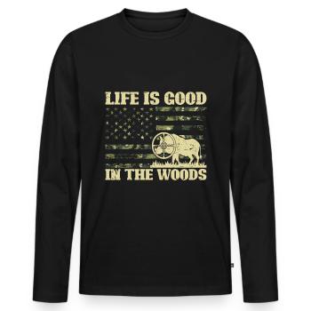 Chasse au cochon Chasseur Chasse au cochon - T-shirt manches longues Premium bio Homme - noir - Devant - Nico (187cm)