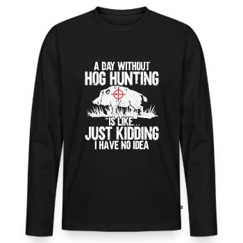 Pig Hunting Hunter Pig Hunting - Men's Premium Organic Long Sleeve Shirt - black - Front - Nico (187cm)