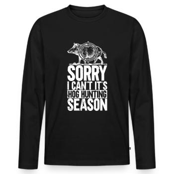 Chasse au cochon Chasseur Chasse au cochon - T-shirt manches longues Premium bio Homme - noir - Devant - Nico (187cm)