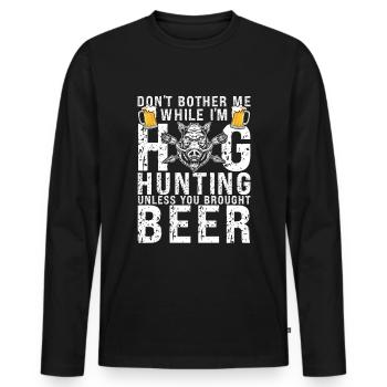 Pig Hunting Hunter Pig Hunting - Men's Premium Organic Long Sleeve Shirt - black - Front - Nico (187cm)