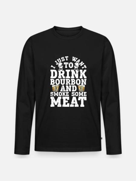 Bourbon Smoker Barbecue Whiskey - Men's Premium Organic Long Sleeve Shirt - black