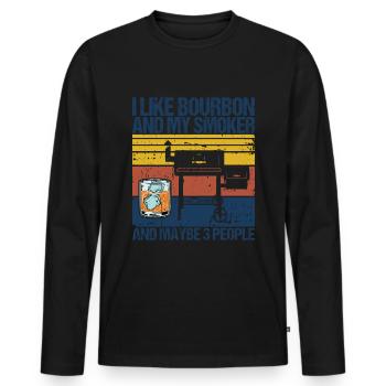 Bourbon fumoir barbecue whisky - T-shirt manches longues Premium bio Homme - noir - Devant - Nico (187cm)