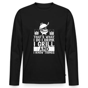 Bourbon-Smoker-Grillwhisky - Männer Premium Bio Langarmshirt - Schwarz - Vorne - Nico (187cm)