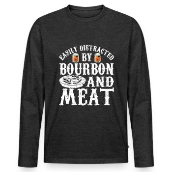 Bourbon fumoir barbecue whisky - T-shirt manches longues Premium bio Homme - anthracite chiné - Devant - Nico (187cm)