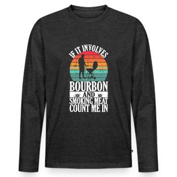 Bourbon fumoir barbecue whisky - T-shirt manches longues Premium bio Homme - anthracite chiné - Devant - Nico (187cm)