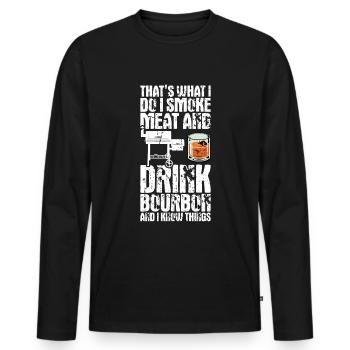 Bourbon-Smoker-Grillwhisky - Männer Premium Bio Langarmshirt - Schwarz - Vorne - Nico (187cm)