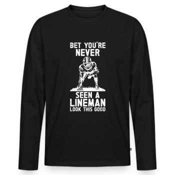 Lineman Football Player Offensive Defensive - Männer Premium Bio Langarmshirt - Schwarz - Vorne - Nico (187cm)