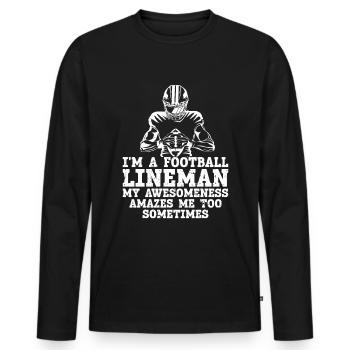 Lineman Football Player Offensive Defensive - Männer Premium Bio Langarmshirt - Schwarz - Vorne - Nico (187cm)