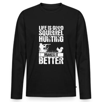Squirrel hunting - Men's Premium Organic Long Sleeve Shirt - black - Front - Nico (187cm)