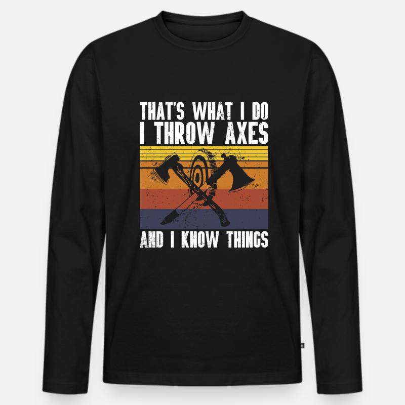 Axtwurf Axe Wurfspiel - Männer Premium Bio Langarmshirt - Schwarz