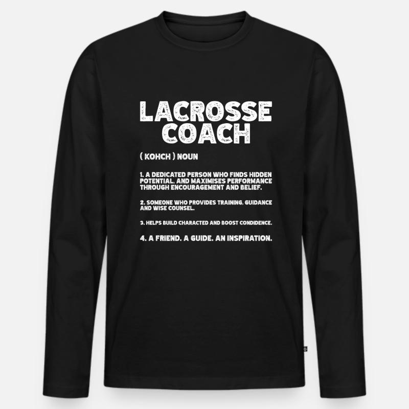 Lacrosse Coach Stick - Männer Premium Bio Langarmshirt - Schwarz
