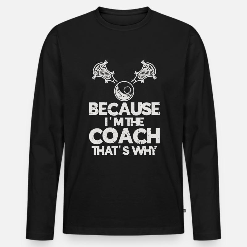 Lacrosse Coach Stick - Männer Premium Bio Langarmshirt - Schwarz