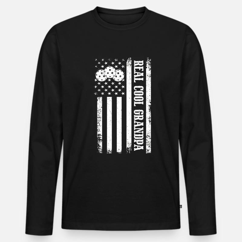 Opa Pickleball Paddel - Männer Premium Bio Langarmshirt - Schwarz