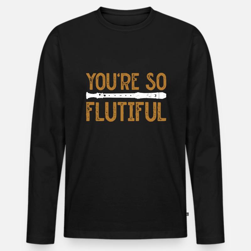 Flöte - Männer Premium Bio Langarmshirt - Schwarz