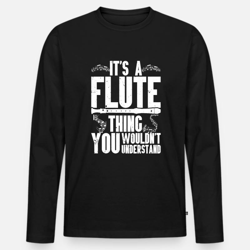 Flöte - Männer Premium Bio Langarmshirt - Schwarz