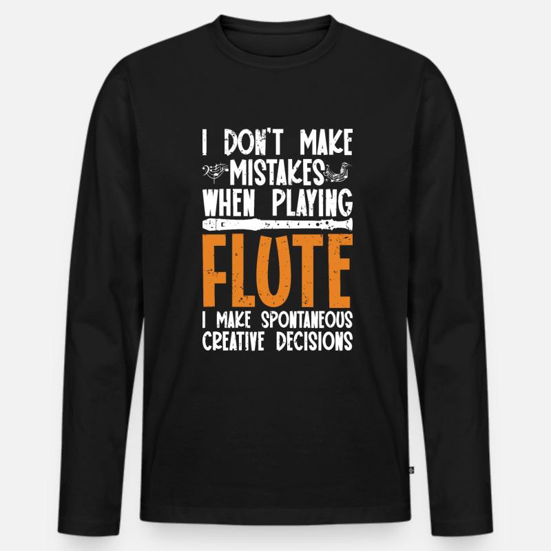 Flöte - Männer Premium Bio Langarmshirt - Schwarz